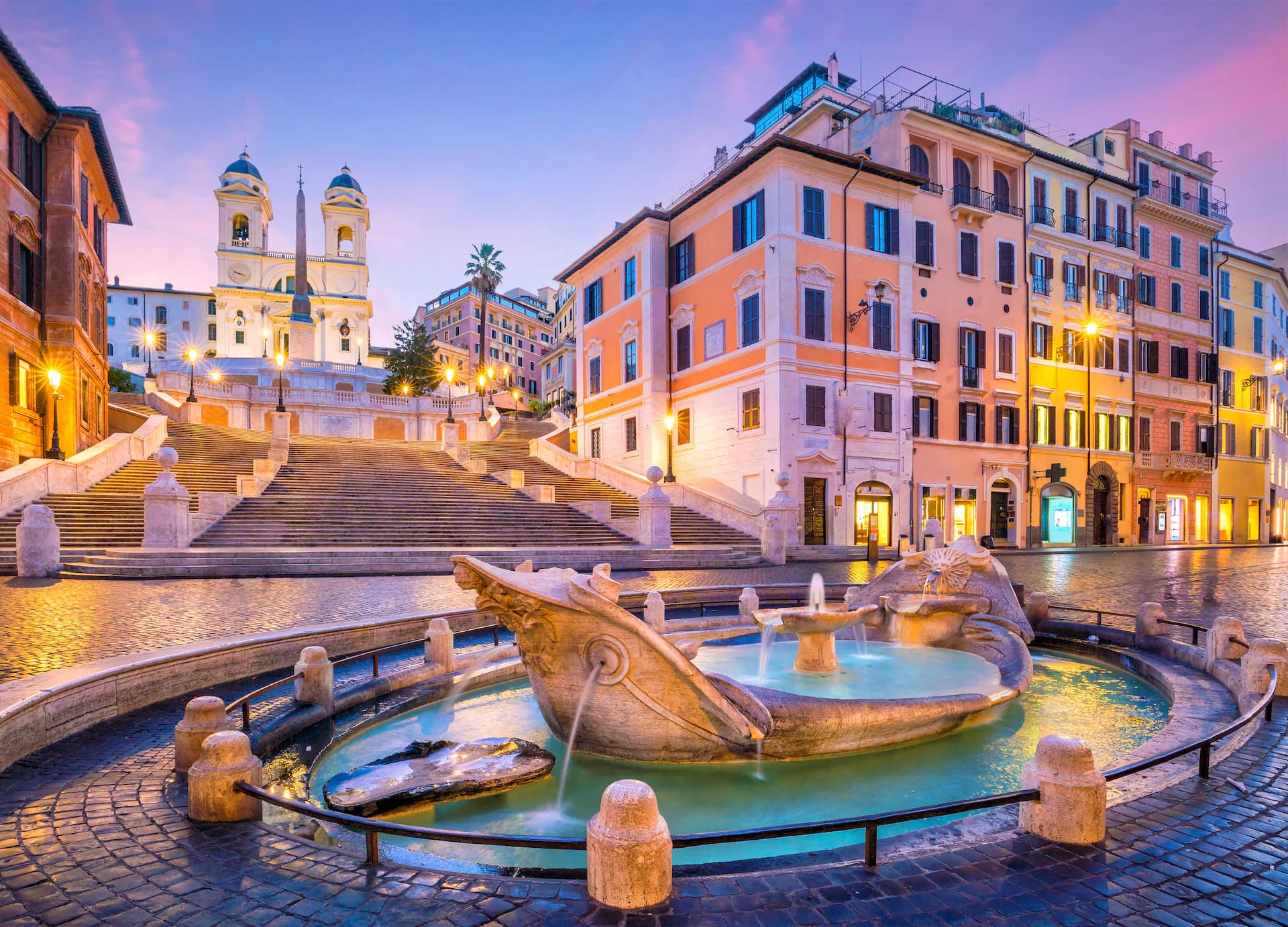 Rome, the Spanish Steps at dusk